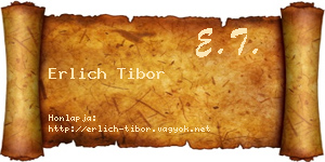 Erlich Tibor névjegykártya